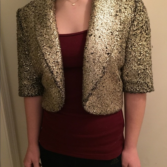 Anthropologie Jackets & Blazers - Anthropologie Urban Outfitters Gold Glitter Blazer